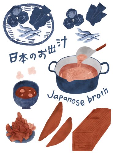 日本のお出汁に関連するイラスト
